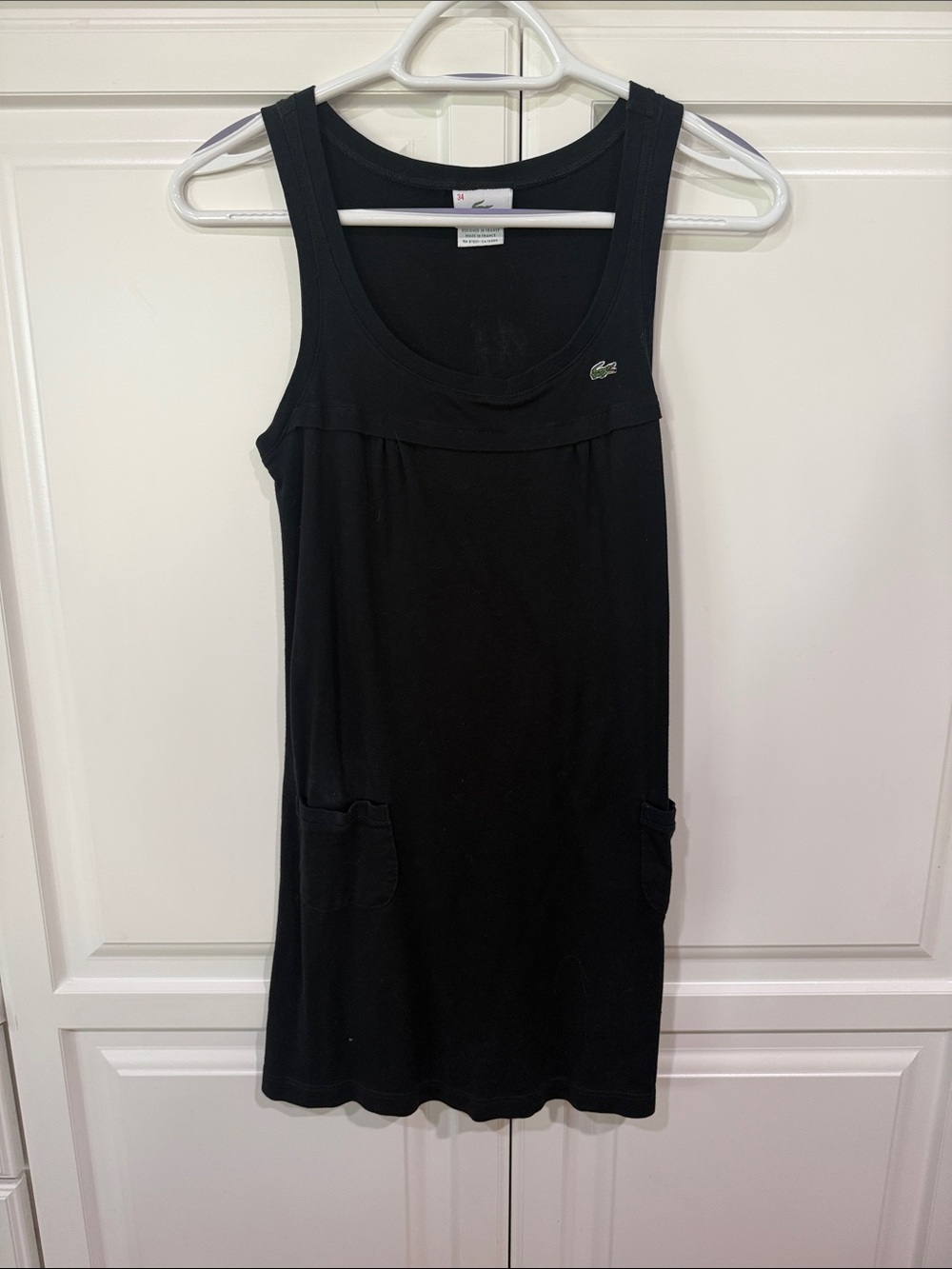Lacoste Black Sleeveless Mini Dress with Logo